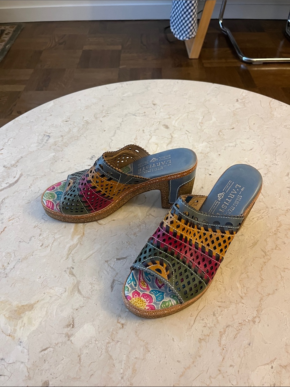 Artisan Multicolor Leather Clog Mules - Women’s Slip-On Heels